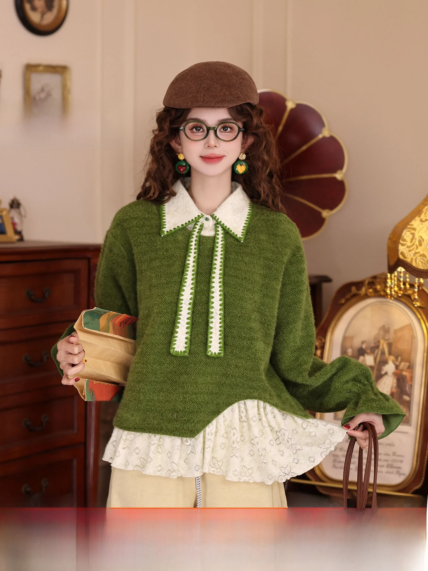 

Jiacheng Chen Le ade Thiened Loose Women's Sweatirt Apparels Faionable Fake Two-Piece Design Color Blo Top