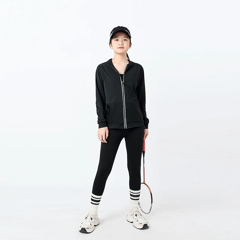 Girl Sunscreen Jacket Girls Hooded Ice Silk Quick Dry Sport Lightweight Coat Summer Children Causal Outwear Sun-Proof