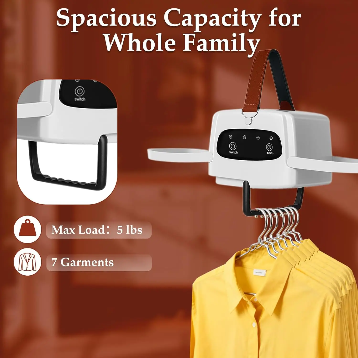 مجفف ملابس صغير محمول، 140 ° مجفف كهربائي F 300W للسفر والشقة والمركبات الترفيهية - يحمل 7 عناصر (أزرق)