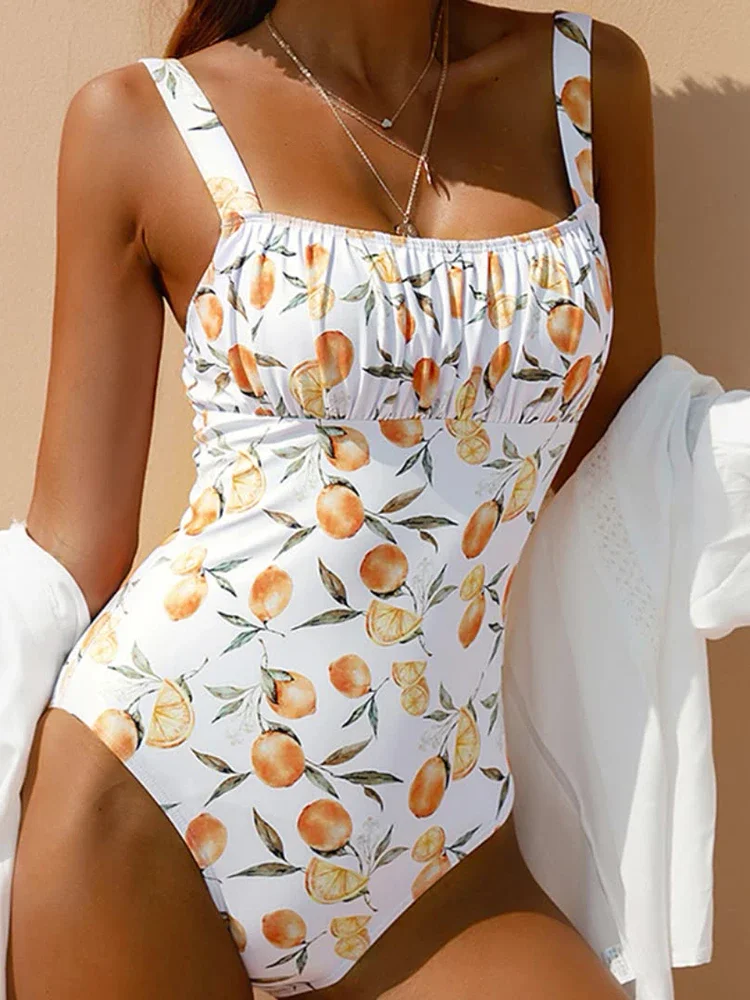 OIINAA Swimming Suit for Women Sexy One Piece Swimsuit Fruit Printed Bodysuit Summer Bikini Set Female Fashion Bathing Suit 2024