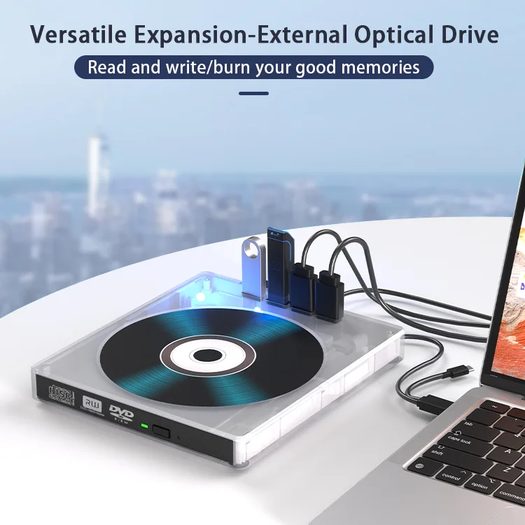 7 in1 USB 3.0 Type-C External CD DVD RW Optical Drive DVD Burner TF SD Card Reader Player Mobile Drive For Laptop Notebook PC
