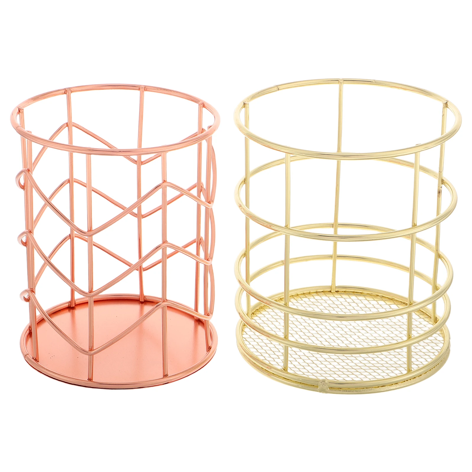 

2 Pcs Desktop Pen Holder Accessories Iron Makeup Brush Creative Classroom Cup Organizer Metal