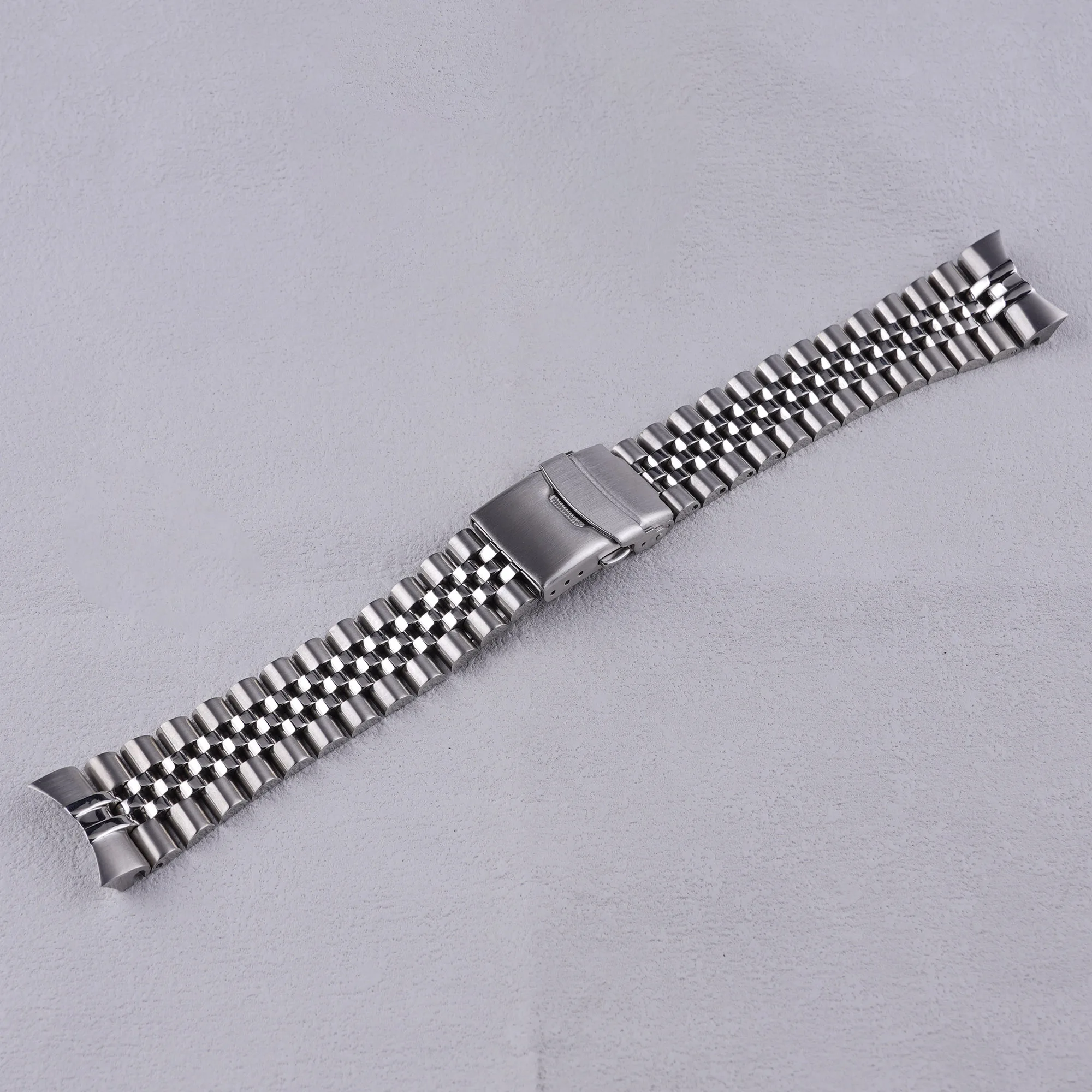 ل شرقي كاماسو/ماكو III 22 مللي متر الصلبة منحني نهاية الفولاذ المقاوم للصدأ الفضة اليوبيل حزام (استيك) ساعة حزام أساور فاخرة بواسطة Carlywet #1