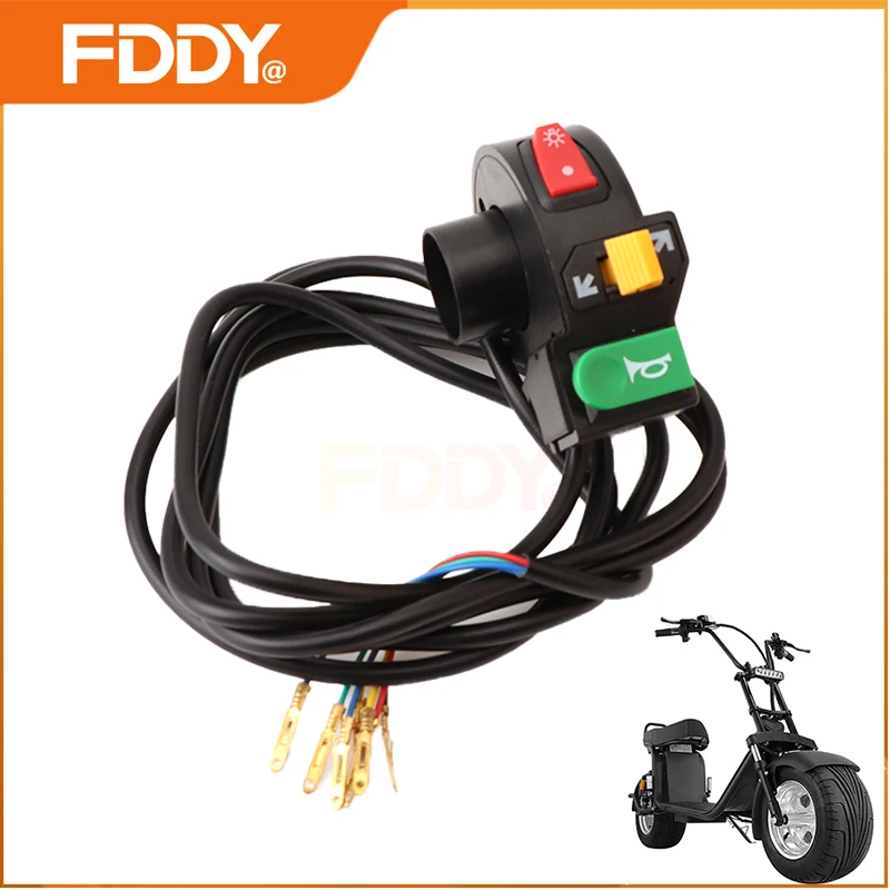 FDDY Three-in-one Switch Multi-function switch For Citycoco Electric Scooter Handle Turn Light Horn Head Light Control Switch