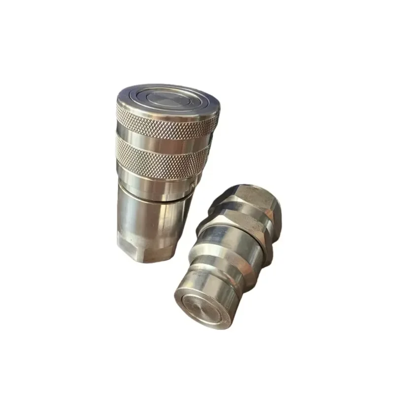 Hydraulic Non-spill Flat Face Quick Connect Disconnect Coupling Push to Connect Coupler (Stainless)