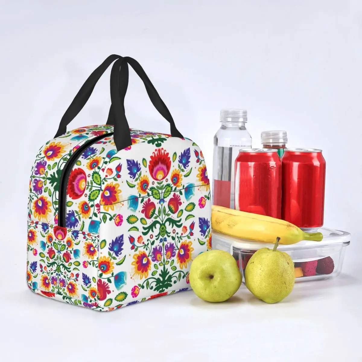 Polish Folk Floral Lunch Bag for Women Leakproof Poland Flowers Art Cooler Thermal Insulated Lunch Box Work Food Picnic Bags