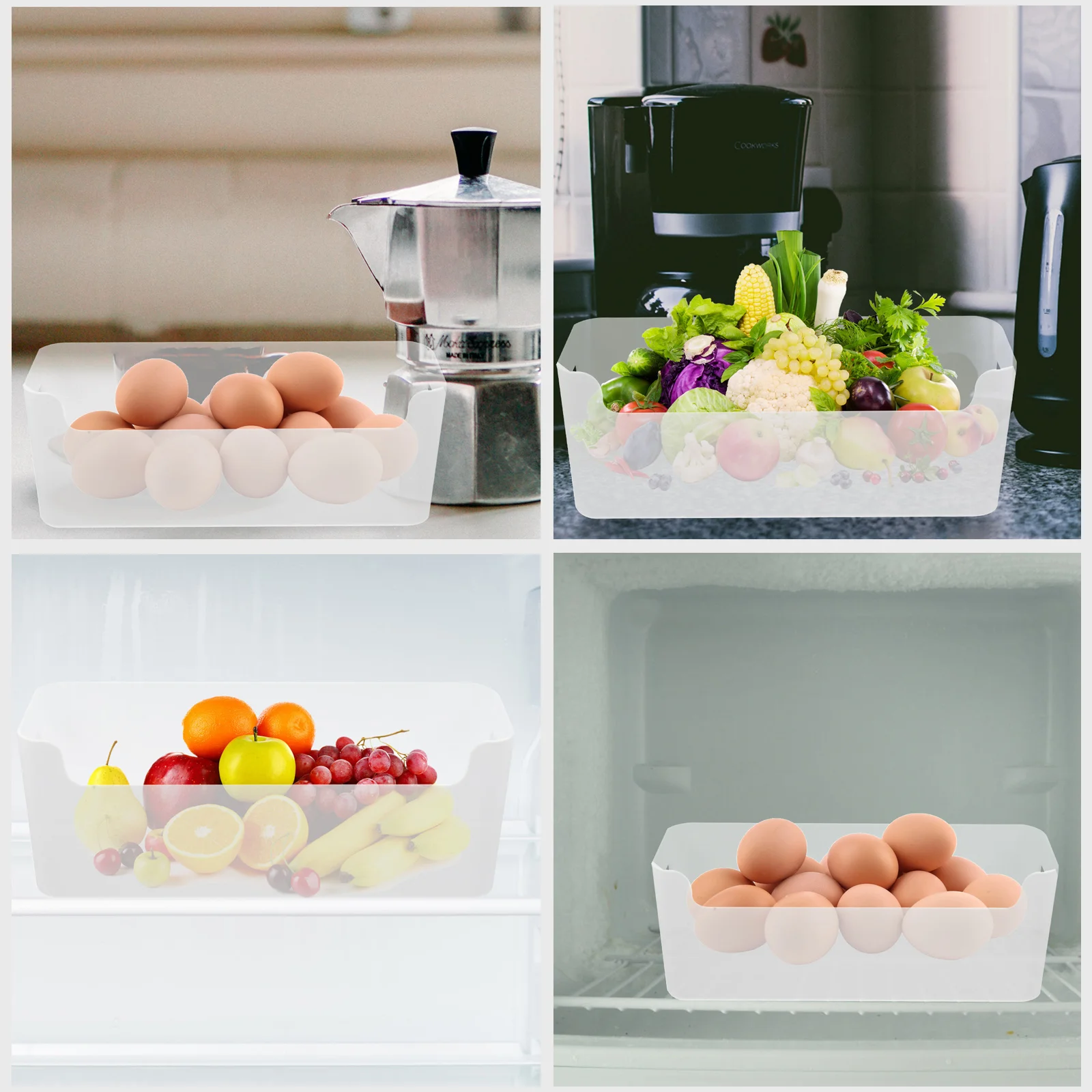 

3 Pcs Small White Fridge ganizer Boxes Clear Egg Holder Vegetable Containers Plastic Storage Bins for Kitchen Refrigerator