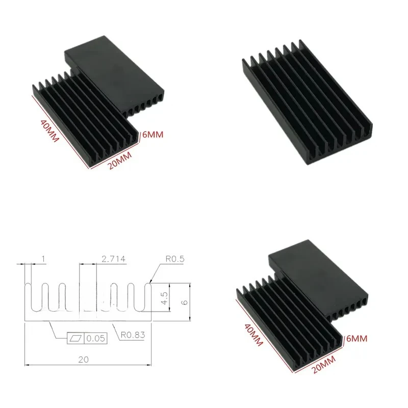 for Thickened Aluminum Radiator 40x20x6mm Chip Mainboard Cooler High Quality CPU Heat Sink Block Profile