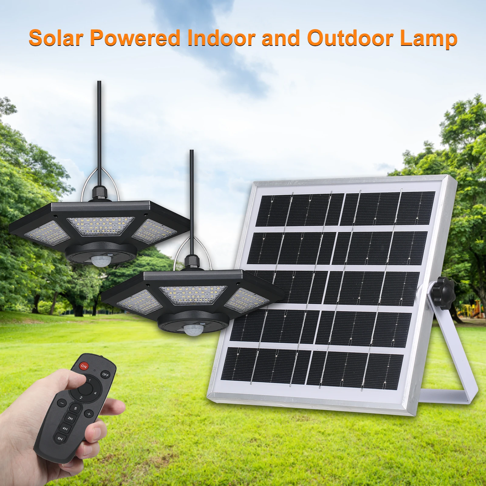 Motion Sensor Light 180LEDs Garage Light Solar Powered Pendants Lamp Outdoor Waterproof Hanging Lights with Remote Controller