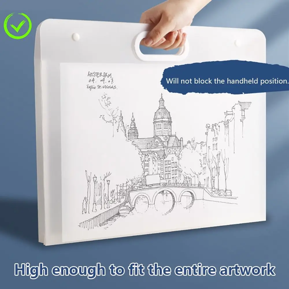 Transparent A2/A3/A4 File Folder Portable 4K/8K/16K Painting Paper Storage Bag Waterproof Drawing Bag Student Gift