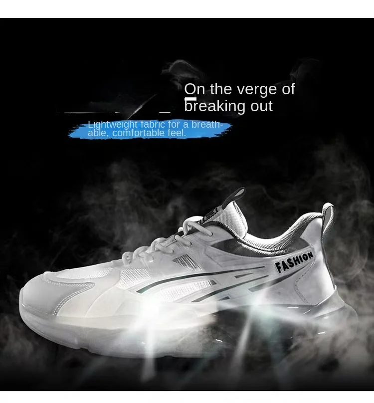 

Streetwear White Black Gradient Mesh Air Cushion Sneakers Breathable Thick Platform Anti Slip Teen Daily Training Sports Shoes