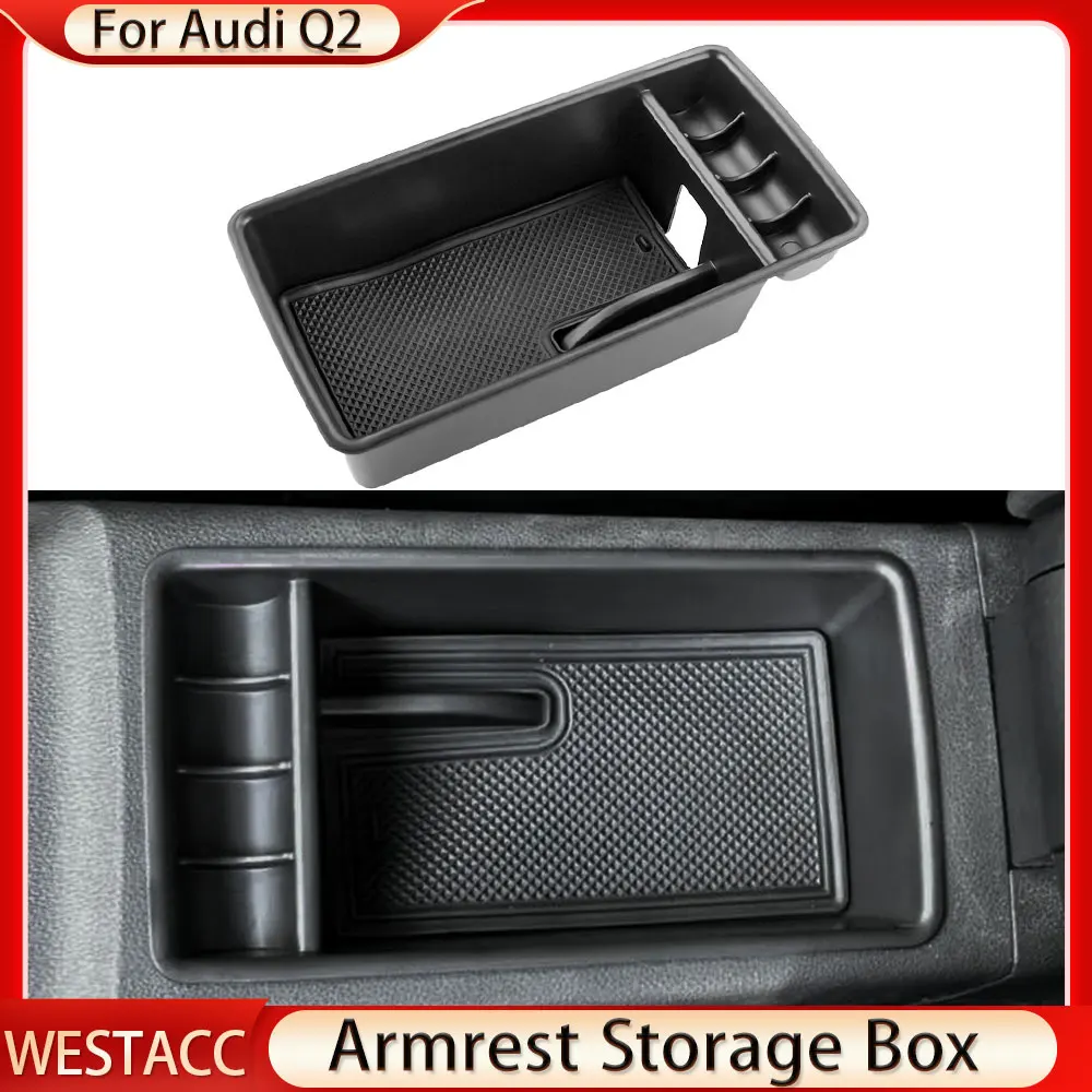 

For Audi Q2 Q2L 2017 2018 2019 2020 2021 2021 Center Console Armrest Storage Box Organizer Tray Holder Case Interior Accessories