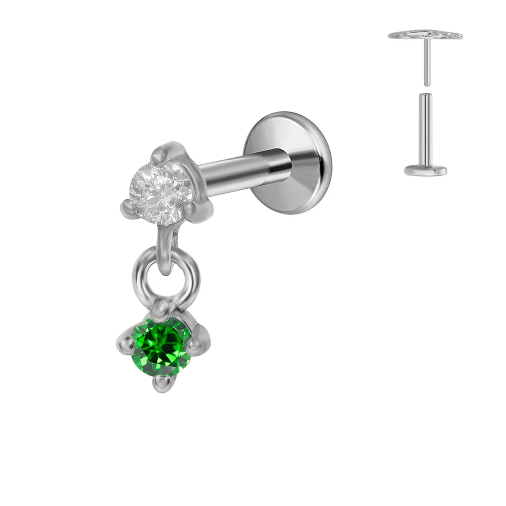 G23 Titanium Water Drop CZ Labret Piercing Earring Stud
