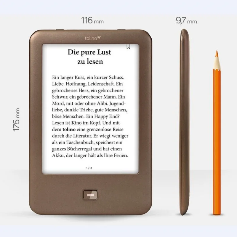 Tolino Shine ضوء الكتاب الإلكتروني ، كتاب مضاءة القارئ الإلكتروني ، شاشة الحبر ، واي فاي ، 4G ، 6"