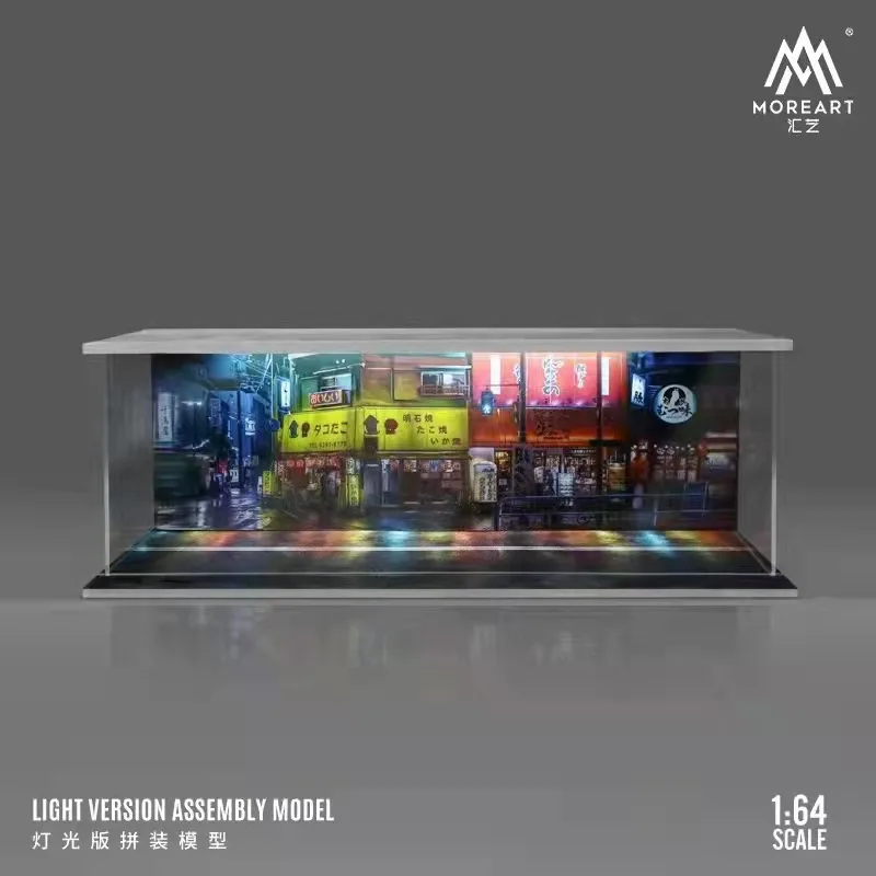 1/64 Simulated Parking Lot Street scene Miniature  Diorama Car Garage PVC Assembly with Light Parking Space Model Display Frame