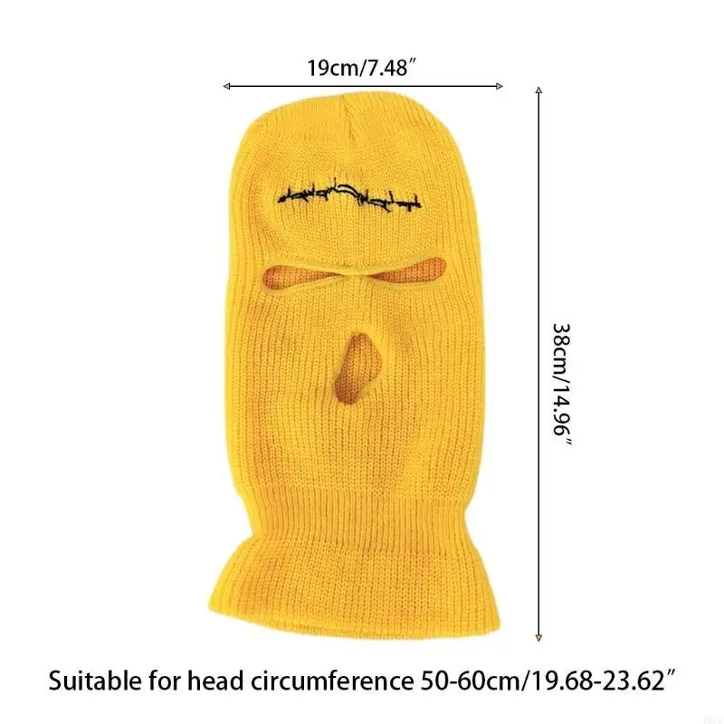 قناع متماسك من 3 فتحات لكامل الوجه، قبعة محبوكة غير لطيفة للأقنعة الشتوية في الهواء الطلق #6