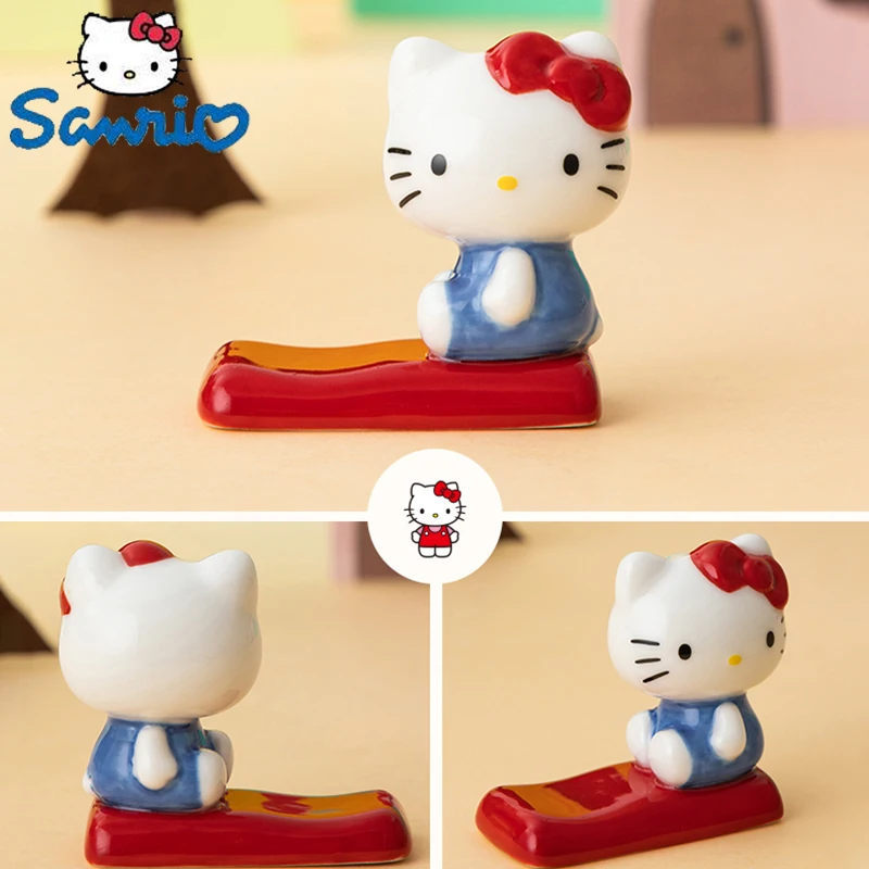 Sanrio Hello Kitty Pen Chopstick Holder Ceramics Cinnamoroll Pompom Purin Kerokerokeroppi Anime Figure Tableware Ornament Doll