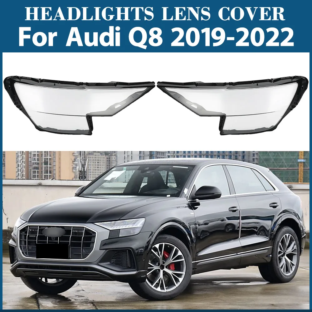 

For Audi Q8 2019 2020 2021 2022 Headlight Cover Transparent Mask Headlamp Lamp Shell Lens Replace Original Lampshade Plexiglass