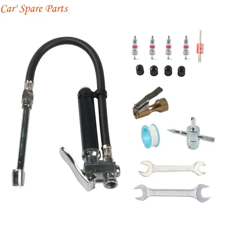 Y4UA 20-120PSI Bayonets Inflator Gauge with Hose and Straight On Chuck Wheel Tire Air Compressors