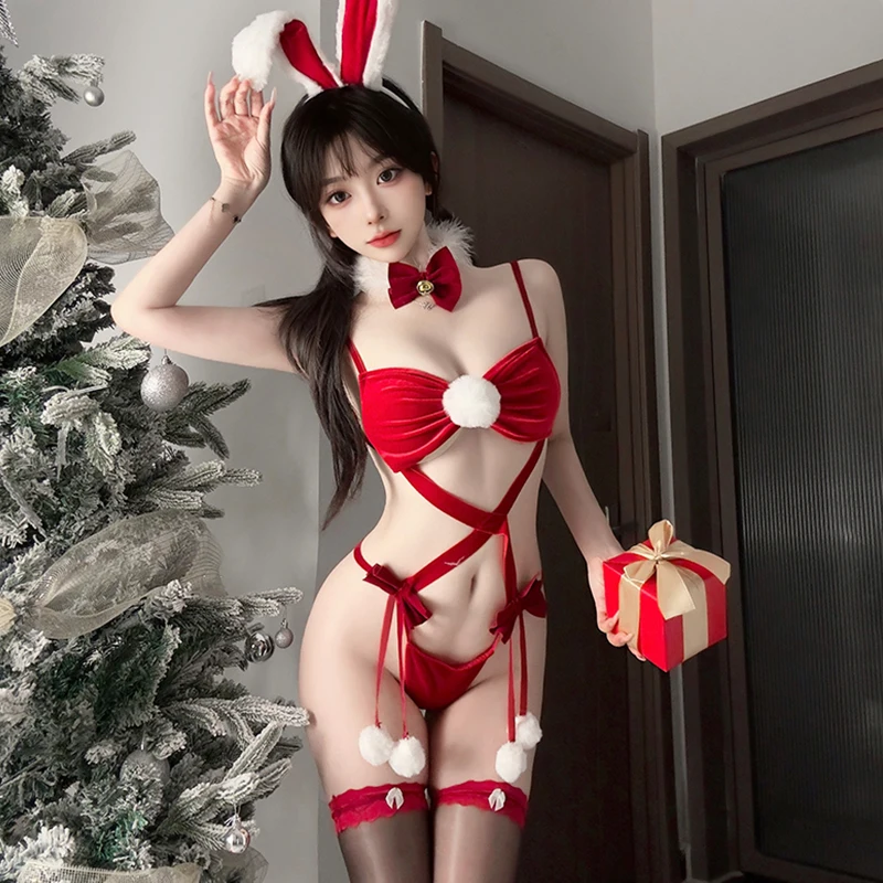 مثير الأرنب فتاة تأثيري موحدة النساء عيد الميلاد أنيمي دور اللعب الزي عيد الميلاد سانتا كلوز زي المثيرة الملابس الداخلية الجنس الاباحية الملابس #1