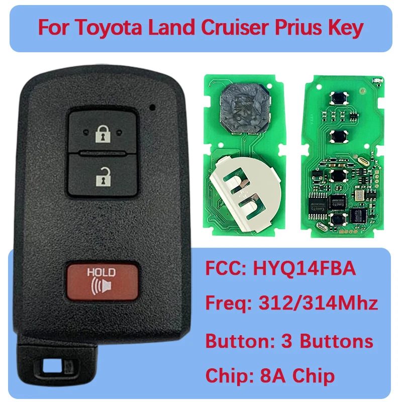

CN007137 Aftermarket 3 кнопки Smart Remote 8A чип 312/314 МГц HYQ14FBA 89904-52290 для Toyota Avalon Camry Hybrid Corolla 2013