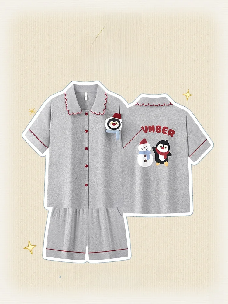ropa-de-dormir-refrescante-de-algodon-puro-de-manga-corta-para-mujer-conjunto-de-ropa-para-el-hogar-cardigan-butter-penguin-comodo-y-transpirable-para-verano