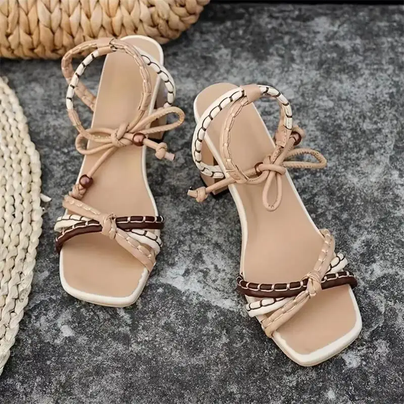 Brazil Fashion Luxury Twist Woven Sandals Color Blocking Designer Brand Women\'s Shoes Thick with High Heel Sandals Female Casual