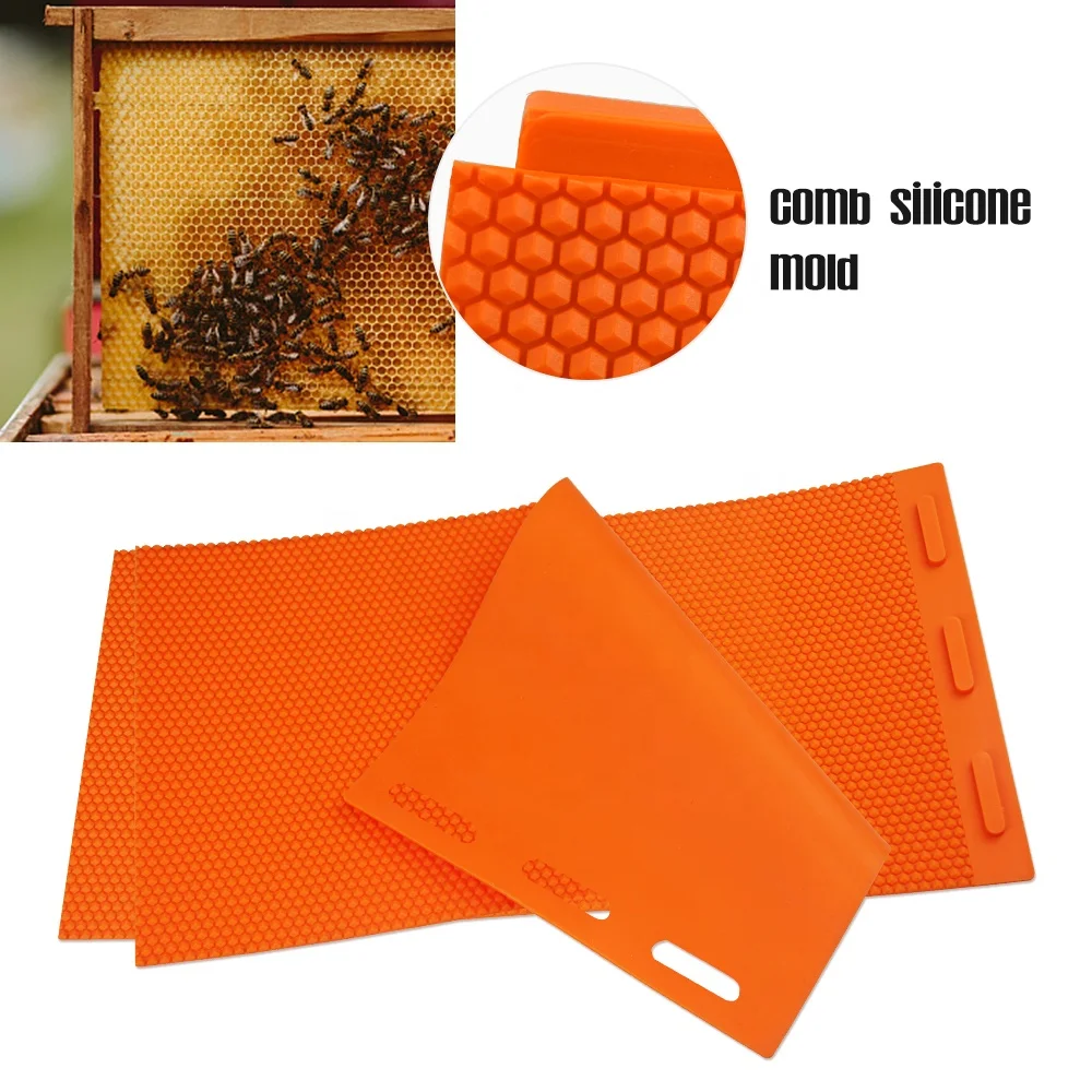 2PCS New Beeswax Mold Flexible Silicone Impression Foundation Sheets Press Embosser Machine 43.5x22.5cm Beekeeping Use
