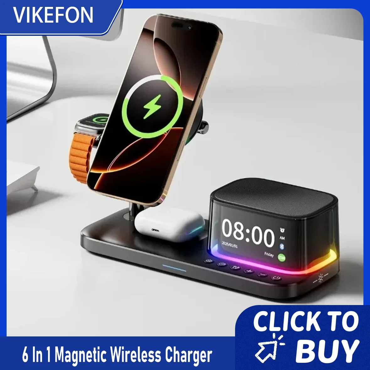 

Qi2.2 25 Вт TEC ICE охлаждающее магнитное беспроводное зарядное устройство Bluetooth-динамик быстрая зарядка для iPhone 12-17 Pro Max Apple Watch Airpods