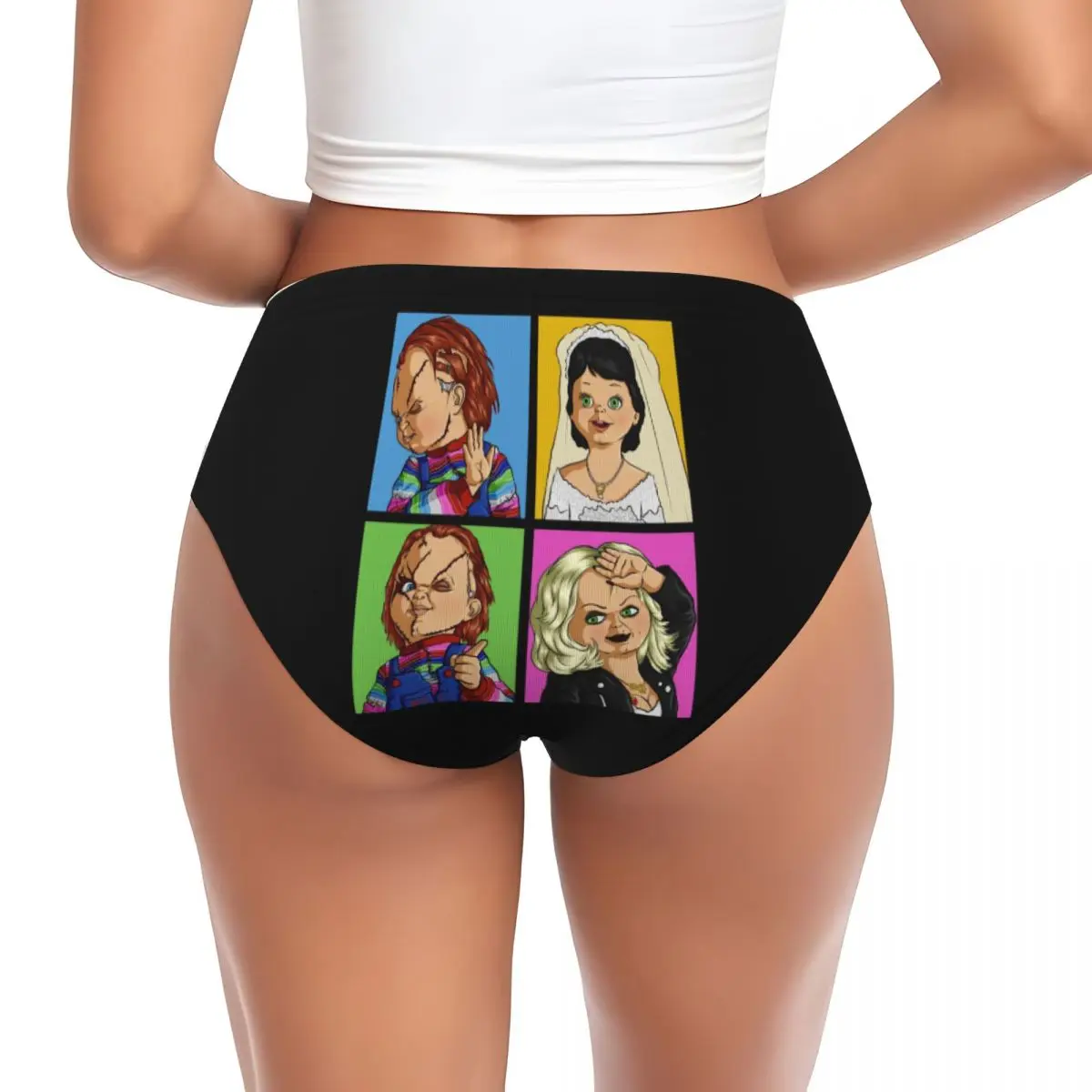 Custom My Bride Brief Panties Womens Breathable Stretch Chucky Horror Movie Underwear