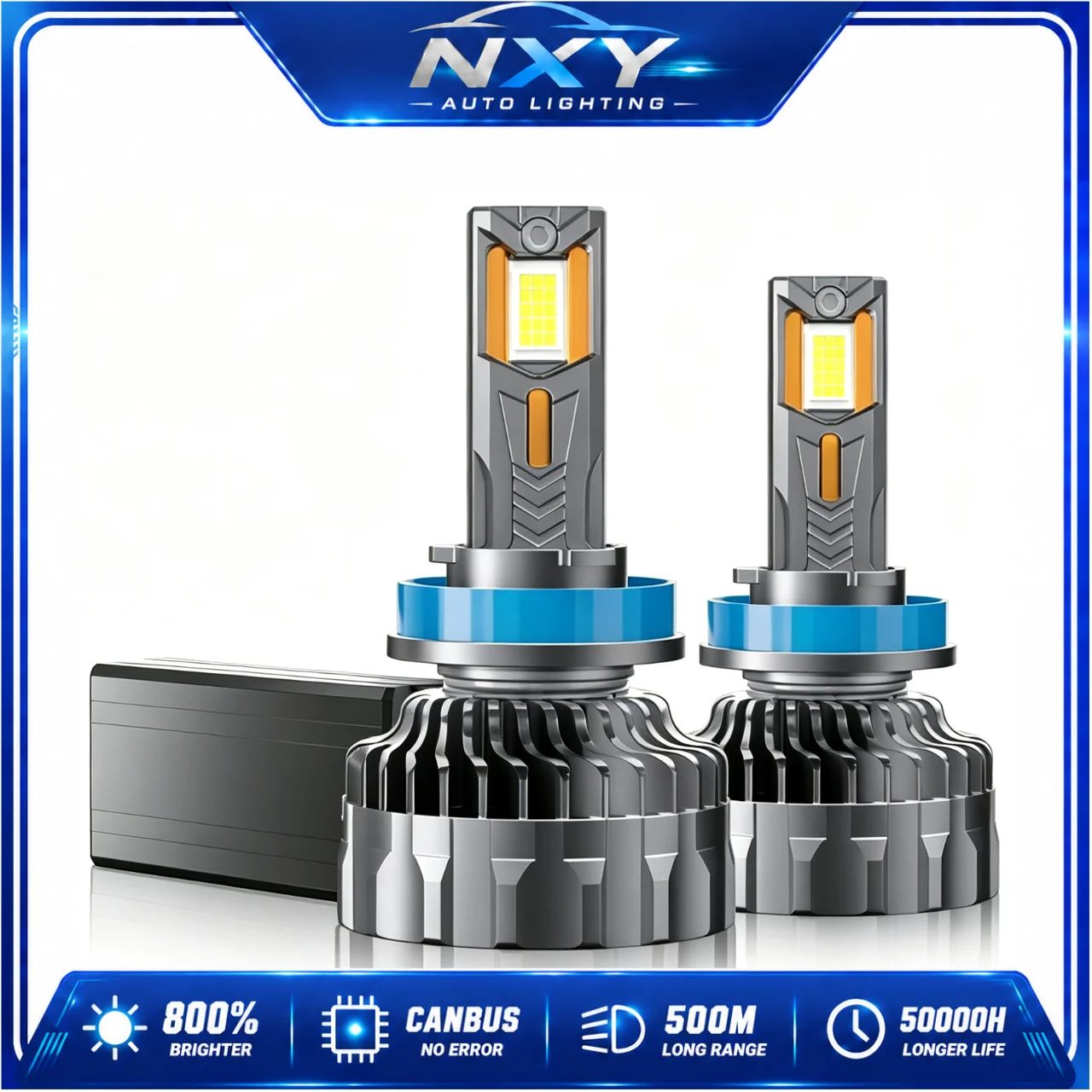NXY C16 400W LED Headlight Bulb H7 H4 High Power Six Copper Tube Super Bright Canbus Error Free Plug Play Car Headlamp Kit