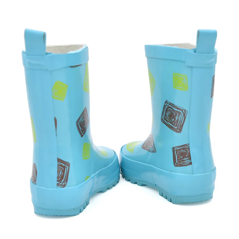 Botas de lluvia de goma para niños y niñas, zapatos impermeables con estampado, a la moda, novedad