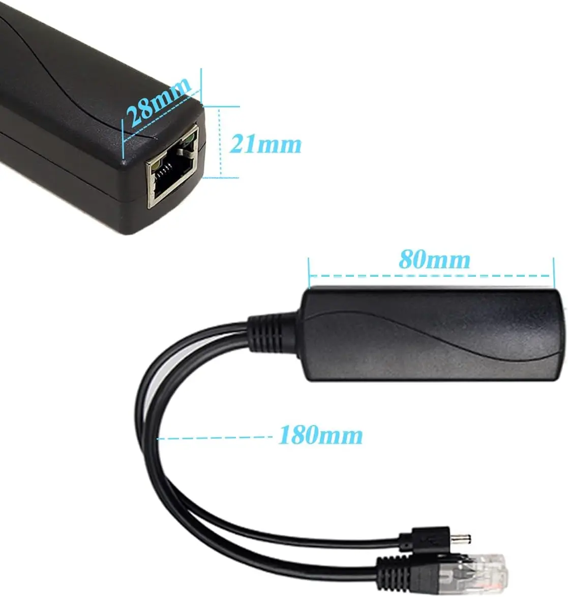 Gigabit Type C PoE Splitter 5V 2.4A,3A IEEE 802.3af Standard,1000Mbps Type C Power Over Ethernet Splitter for 5V Devices