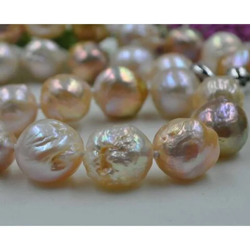 New natural freshwater cultured nuclear multicolor Edison pearl loose beads 12-13MM Nelace 18