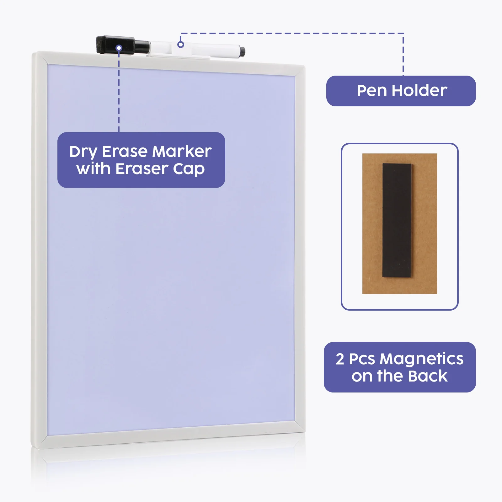Magnetic Dry Erase Board  with Markers Pen and Erase Cap For Kitchen Shopping Lists, Memo Boards