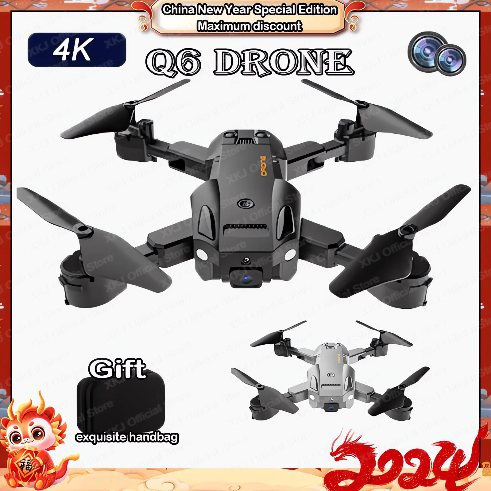 

New Q6 GPS 8K HD Dual Camera Obstacle Avoidance Folding Quadcopter Remote Control Distance 1000M Gift Toy