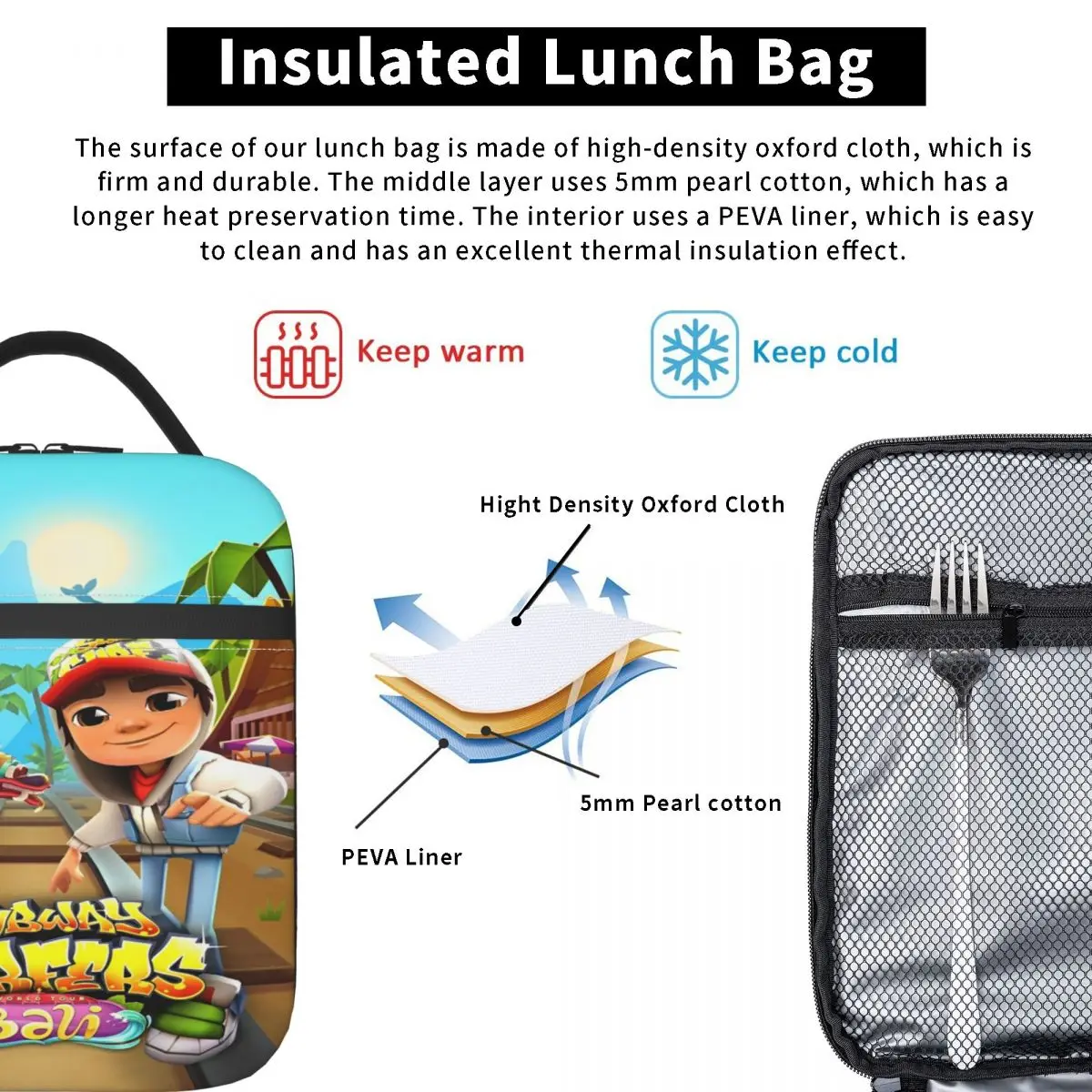 Subway Surfers Funny Game Thermal Insulated Lunch Bags for Travel Portable Food Bag Cooler Thermal Lunch Boxes