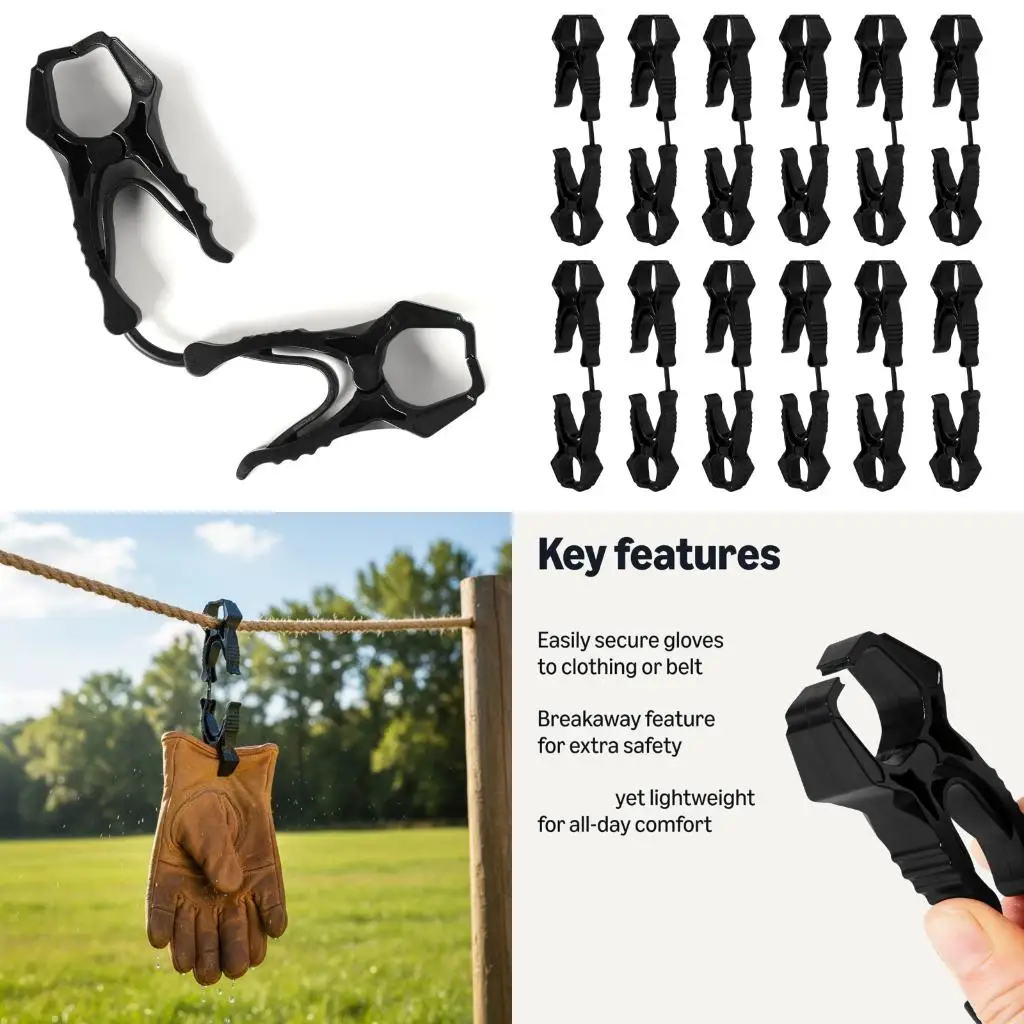 

12Pcs Multifunctional Fastener Hook Gloves Clips Gloves Belt Holder for Hanging high quality