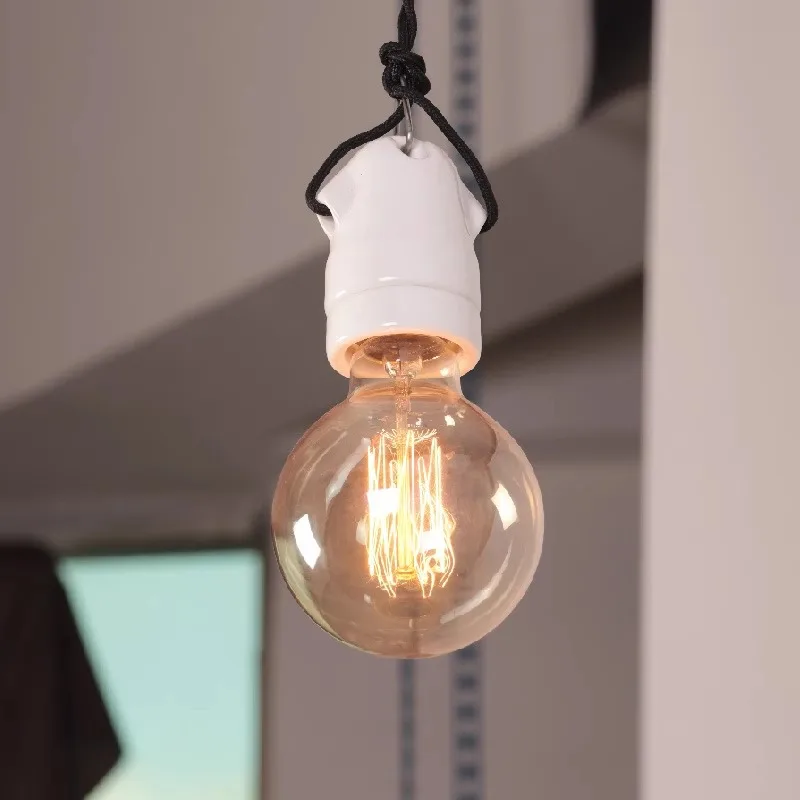 

E27 E26 Винтажный керамический патрон для лампы с крючком, водонепроницаемая розетка Эдисона для высокотемпературных ламп, настенного настольного освещения «сделай сам»