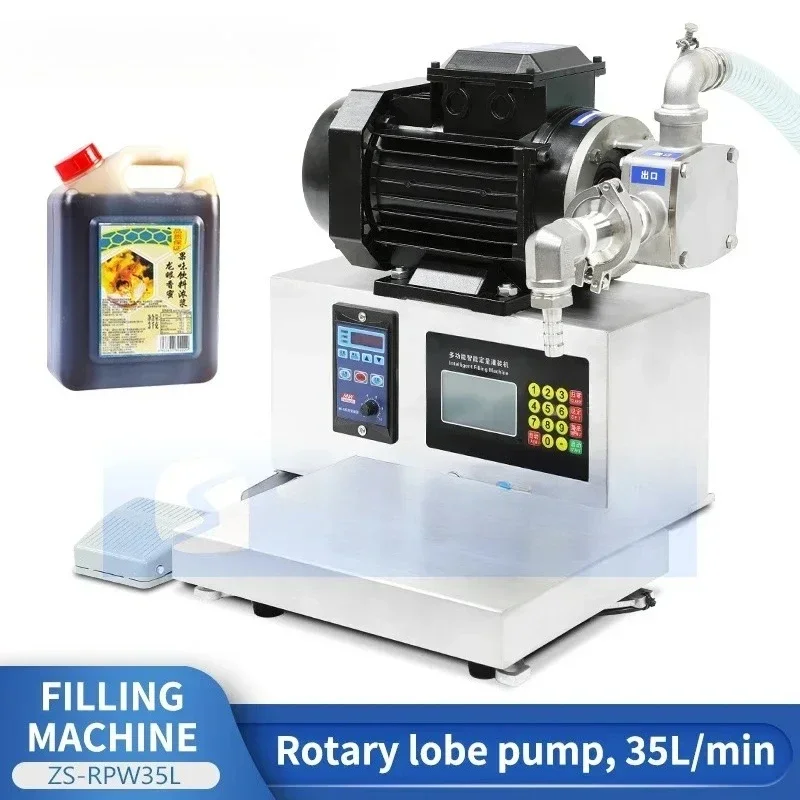 

Semi Automatic Lobe Pump Filling Machine Tabletop Weigh and Fill Filler System Rotary Equipment ZS-RPW35L
