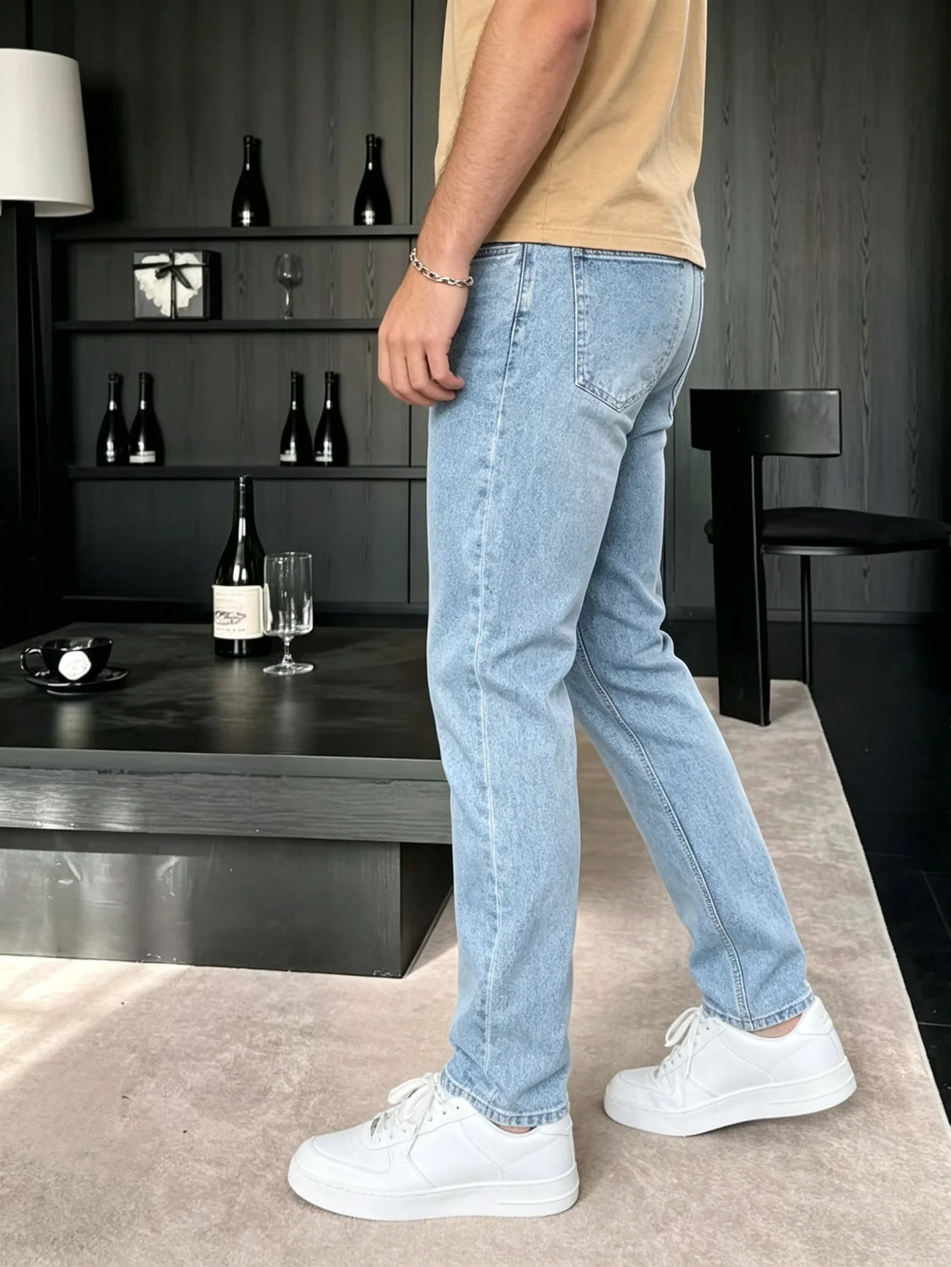 Mens Slim Skinny Denim Trousers Y2K Trendy American Street Style Everyday Gift For Husband Or Lover