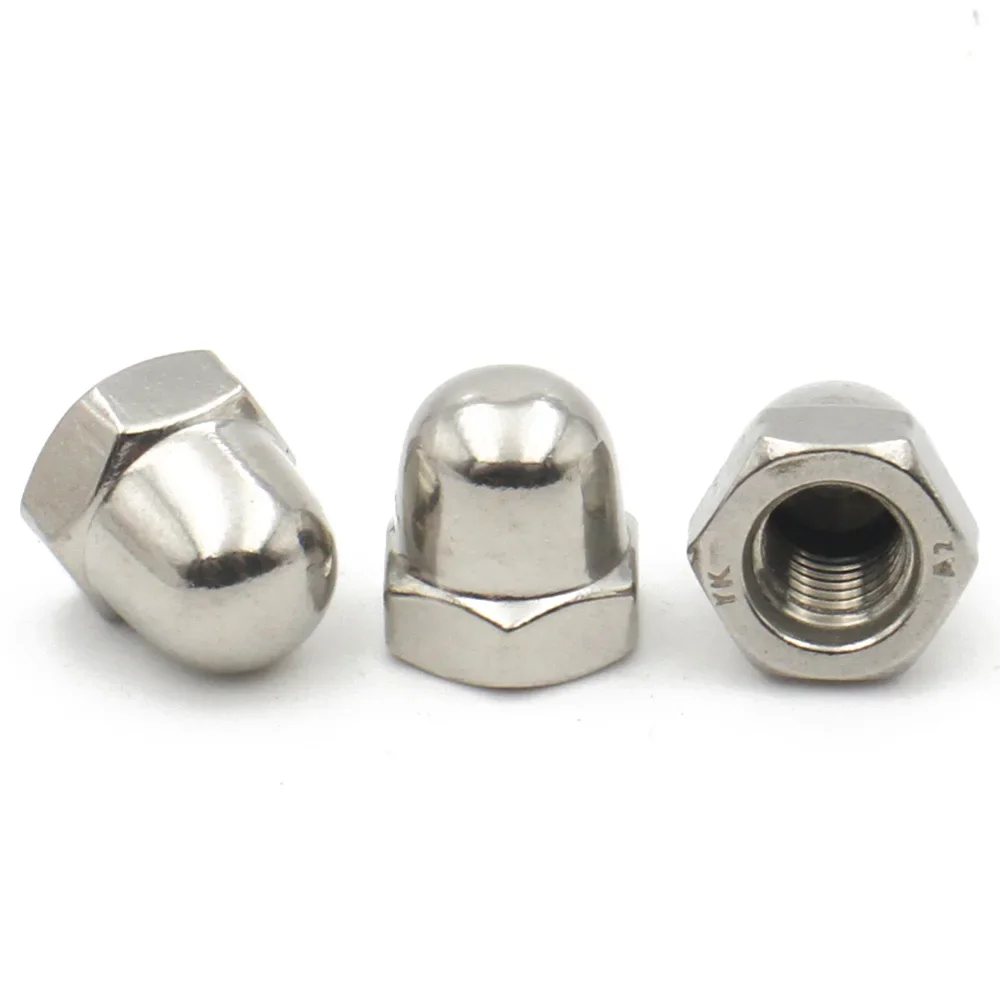 DIN1587 الجوزة الجوز تاج عرافة الجوز M3 M4 M5 M6 M8 M10 M12 M14 M16 304 201 الفولاذ المقاوم للصدأ قبة غطاء الجوز المكسرات أعمى للبراغي 1-50 قطعة