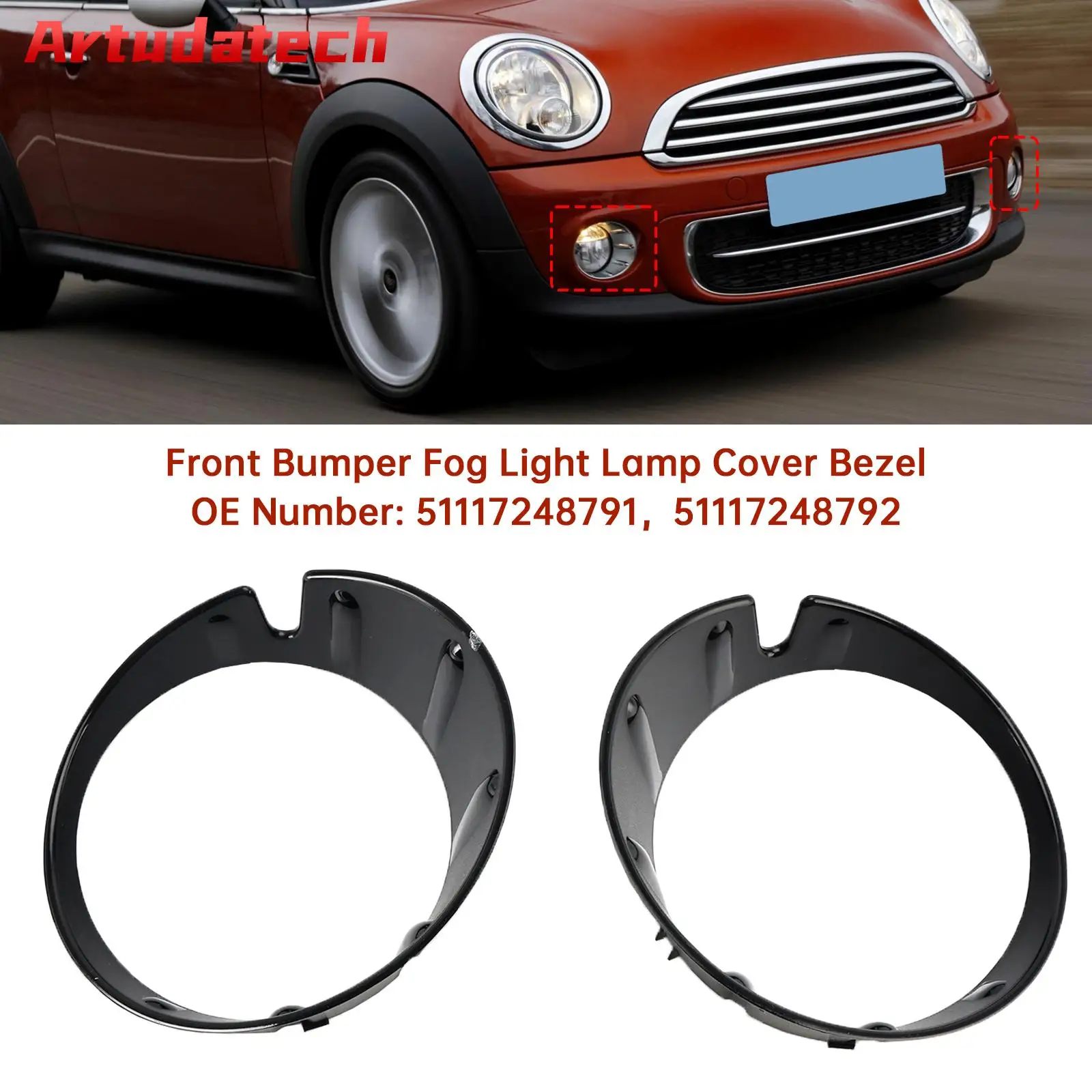 

Artudatech Front Bumper Fog Light Lamp Cover Bezel For Mini Cooper R55 R56 R57 R58 R59