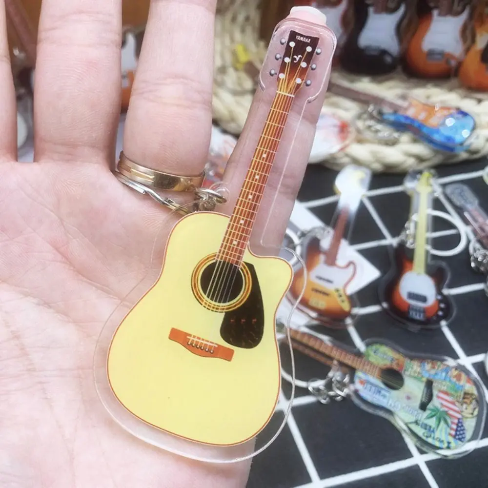 Ukulele Guitar Acrylic Keychain VIOLIN Clarinet Guitar Model Pendant Djembe Zither Electric Guitar Model Keyring