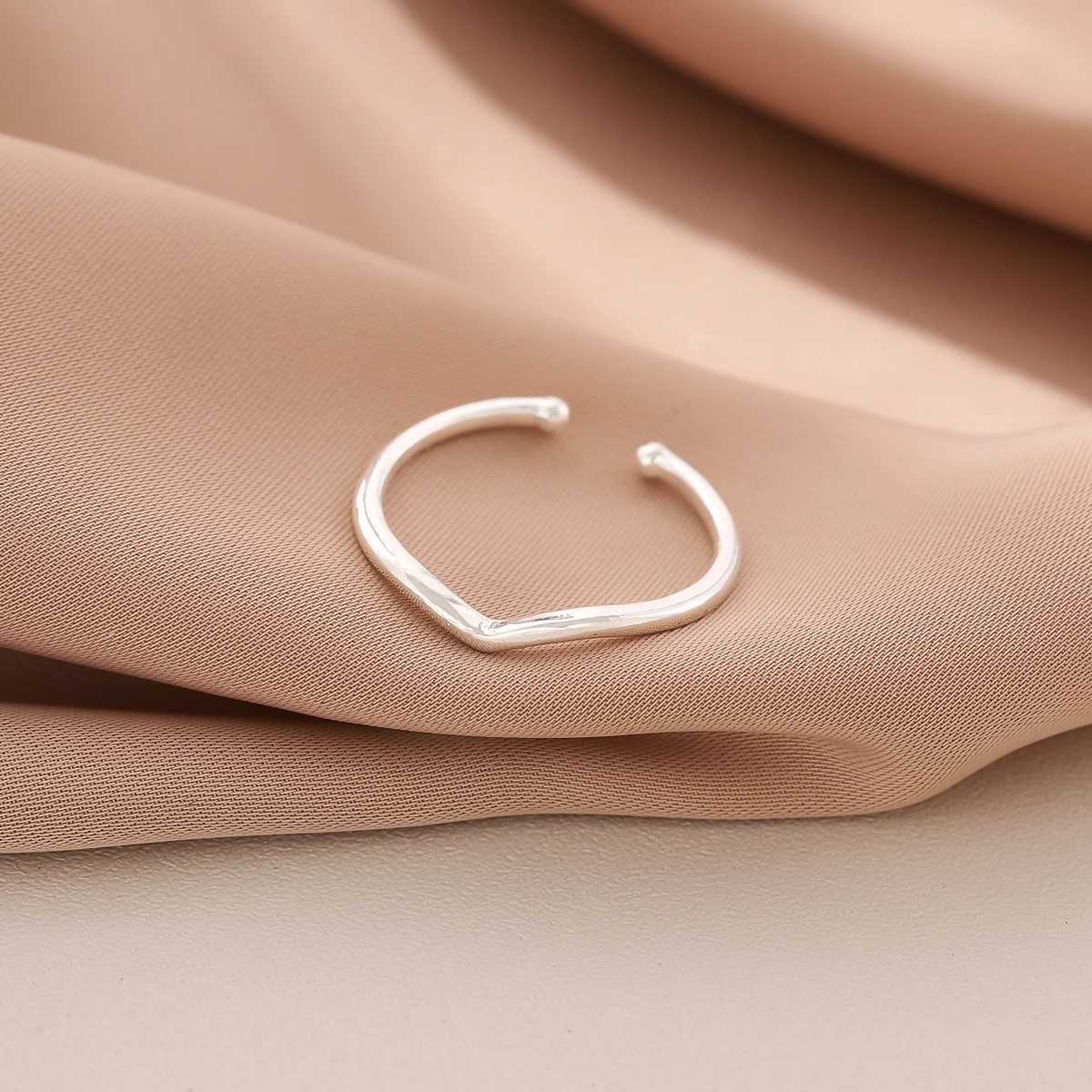 حلقات افتتاح هندسية ، على شكل V ، فضة إسترليني ، بسيطة ، رائعة ، أنيقة ، R313 #2