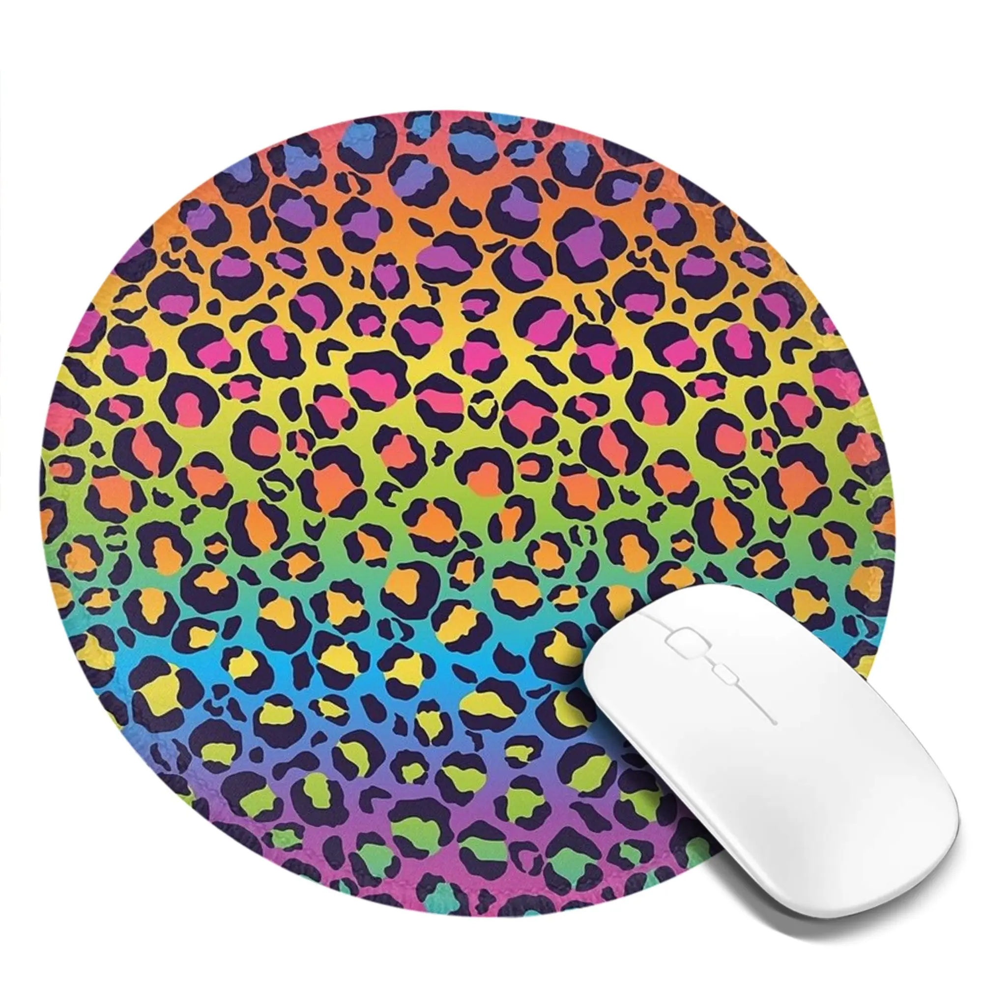 Bright Rainbow Ombre Gradient Leopard Mouse Pad Computer Keyboard Mouse Mat Gamer Laptop Desk Mat Office Accessories Table Mats