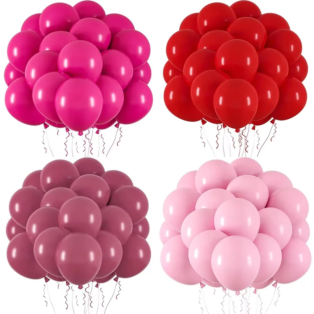 Hot Pink Latex Party Balloons 5/10/12inch Retro Pink Red Balloon Valentine's Day Wedding Birthday Party Decoration Helium Globos