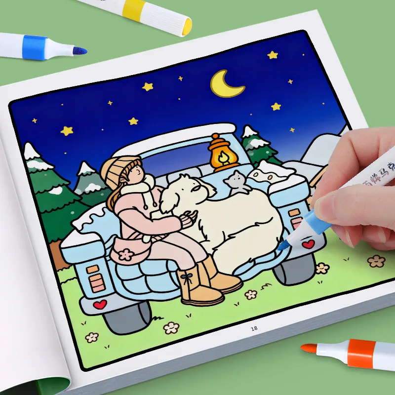 Girl Moments Children's Doodle Coloring Book Cute Comfortable Coloring Figures Painting Tracing Practice Book