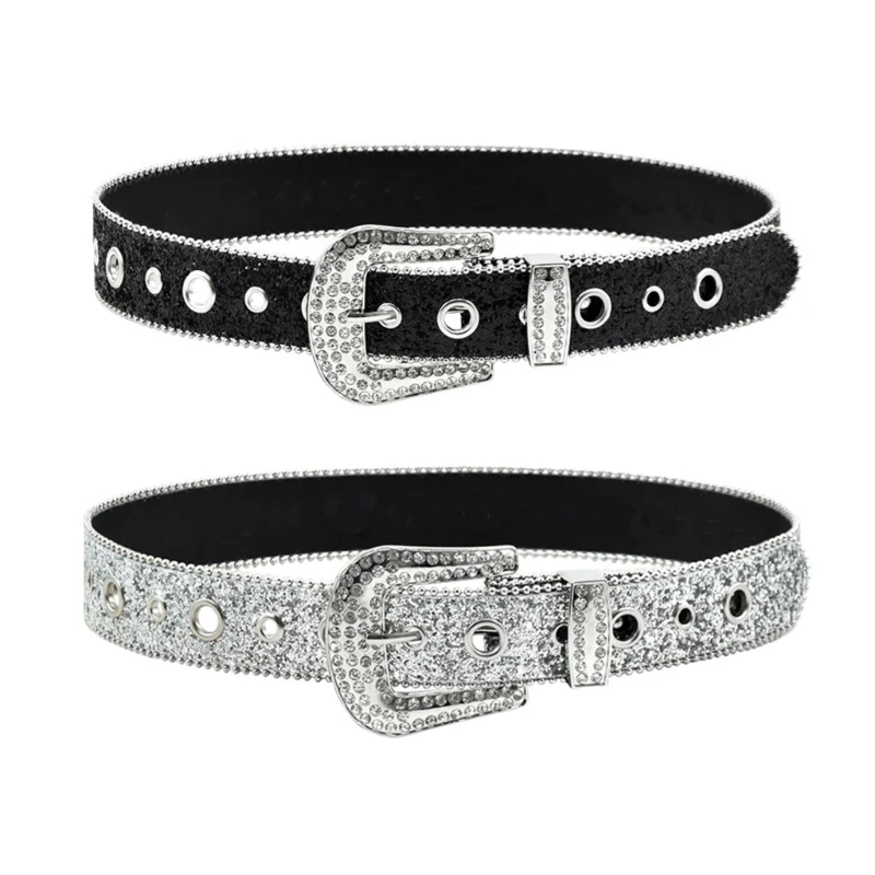 

Adult Full Belt for Dress Crystal Pin Buckle Waist Belt Shinning Waist Belt Ladies Formal Belt