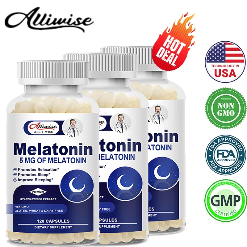 Alliwise Melatonin Capsules - Relieve Insomnia Thin Belly Weight Loss Supplement Melatonin Healthy Sleep Free Shipping